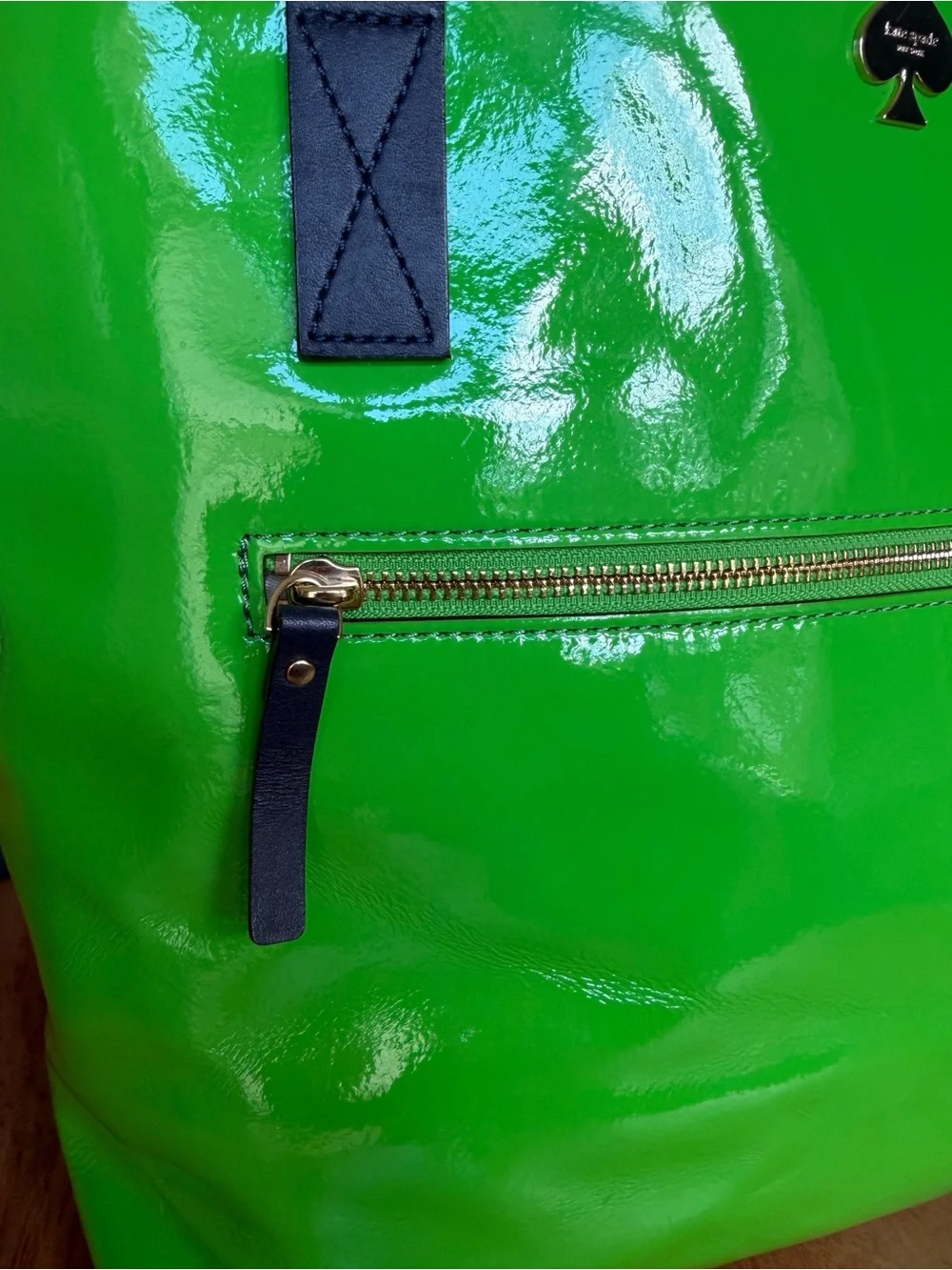 Kate Spade Rare Collectible Flicker Bon Shopper Storybook Lining Navy Green